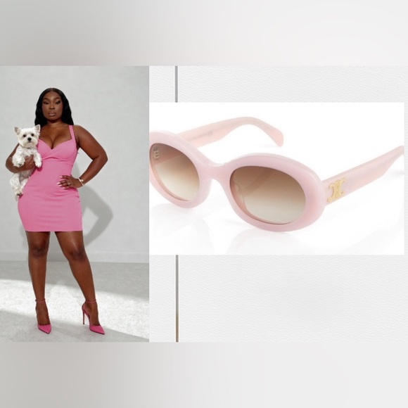 Pink Oval Luxury Style Sunglasses - Picture 6 of 6